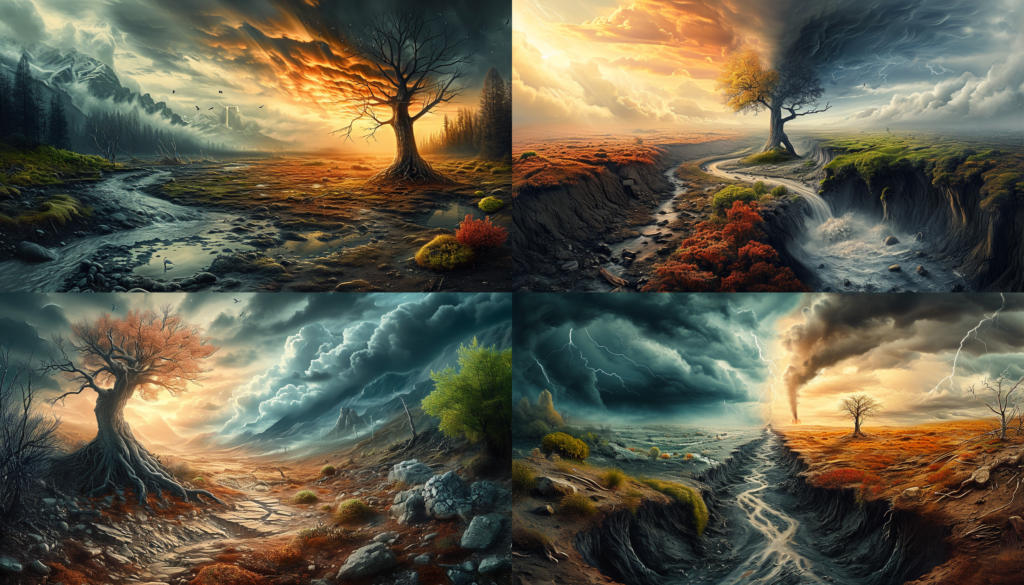 Midjourney V6 - Landscape from death to life