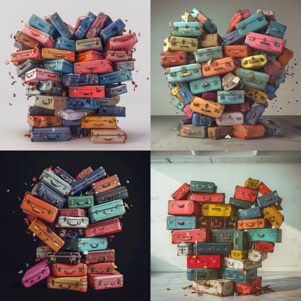 Midjourney - Suitcases in the form of a heart