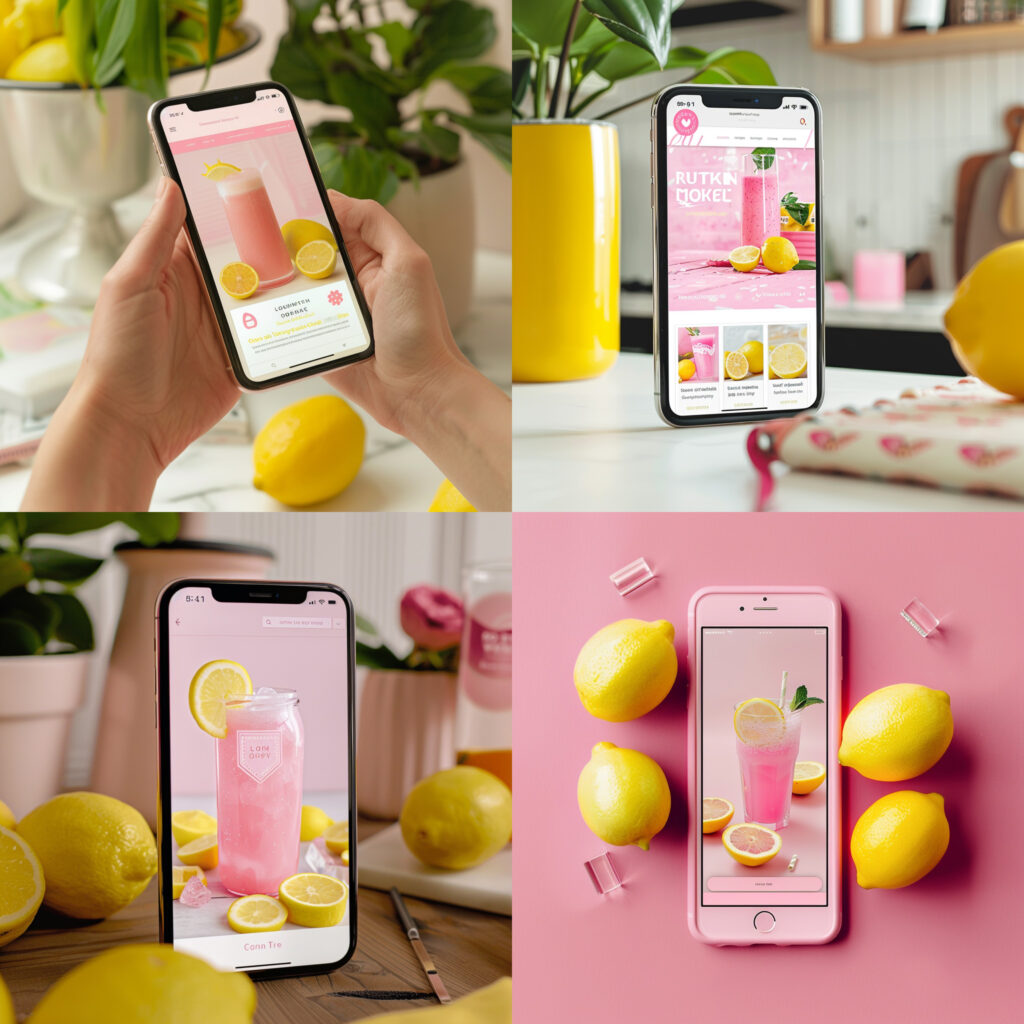 Midjourvey V6.0 - Digital banner Pink website on iPhone