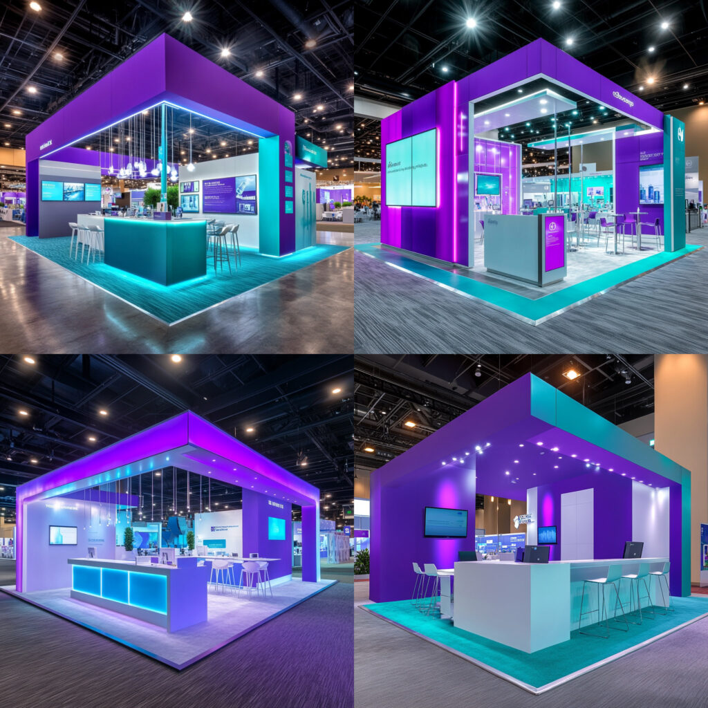 Midjourney Booth design for pharmaceuticals