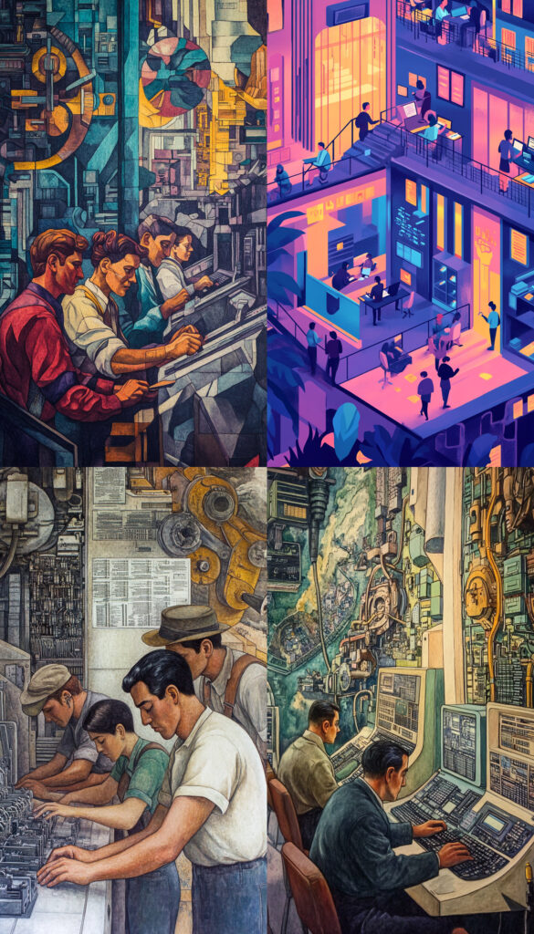 Midjourney - Create an illustration in the style of a Diego Rivera