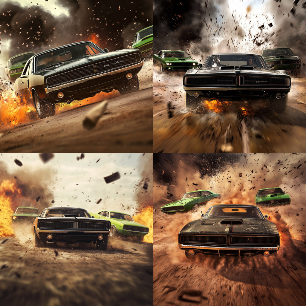 Midjourney - A black 1970 Dodge Charger car