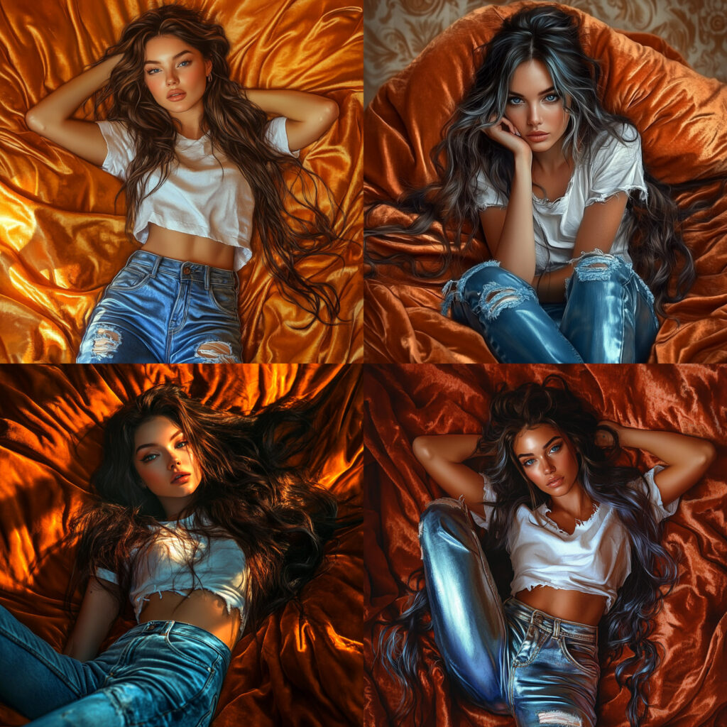 Midjourney - a photorealistic image of an attractive woman with long messy hair