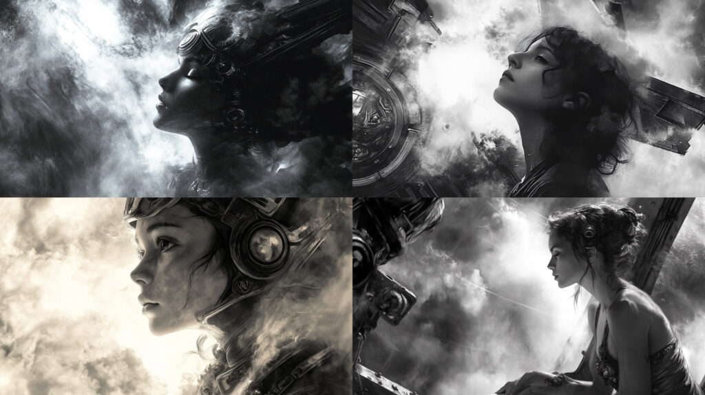 Midjourney - Alexander Jansson woman in a spaceship background smoke sunlight