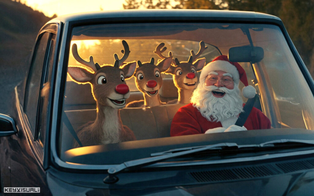 Creative Image - Smilling Santa Claus and Rudolphs